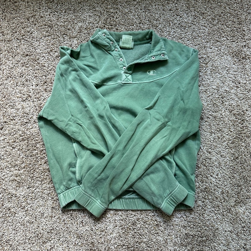 Champion Mint Green Button-Up Sweatshirt